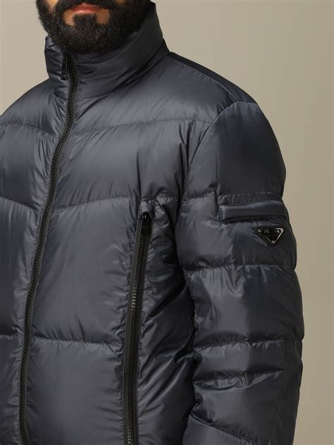 prada navy leather jacket men|prada down jacket men's.